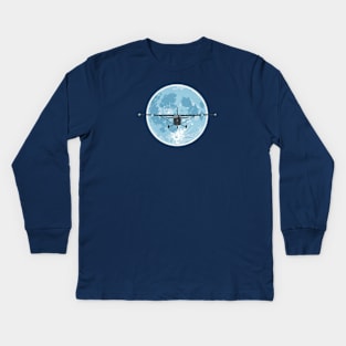 Cessna 172 Full Moon Kids Long Sleeve T-Shirt